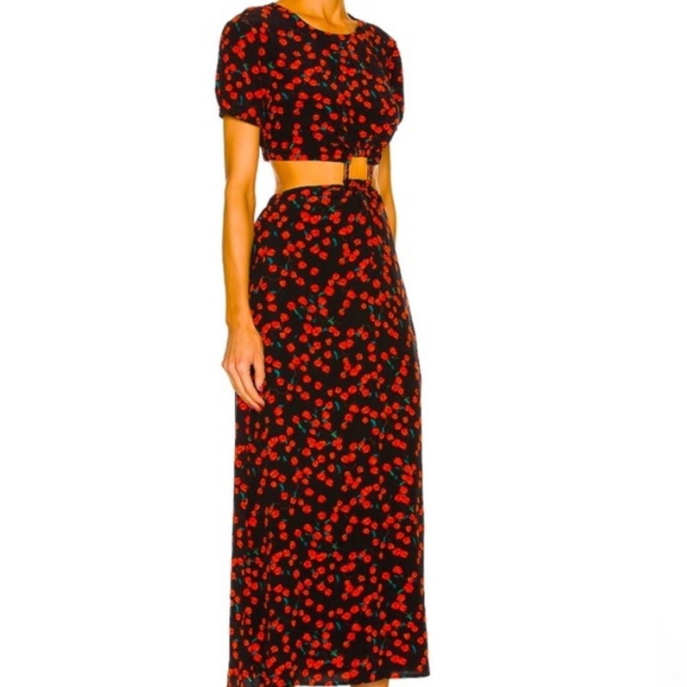 STAUD Black and Red Maxi Dress